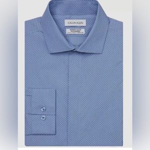 Calvin Klein Men Slim-Fit Blue Long-Sleeve Stretch Dress Shirts S 14-14.5 32/33
